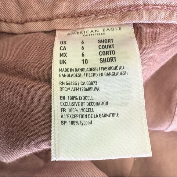 American Eagle Outfitters Dusty Rose Lyocell paper bag pants Size 6 Short - Picture 5 of 10